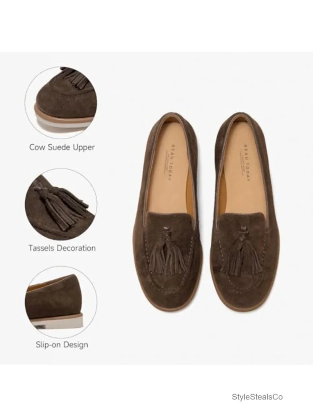 Premium Cow Suede Tassel Loafers Women Slip On